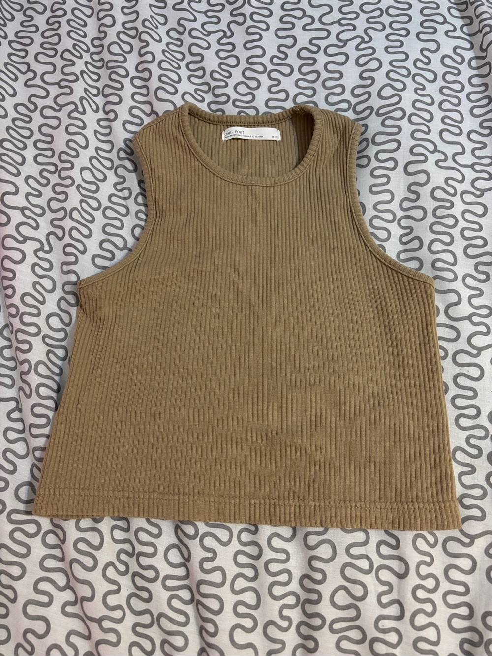 OAK + FORT - Ribbed Crewneck Tank Top - Tan